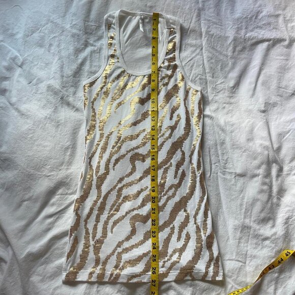Y2K White and Gold Sequin Top - Picture 6 of 8